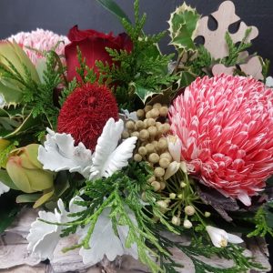 Miss Holly Arrangement - Florist choice Red and White Arrangement